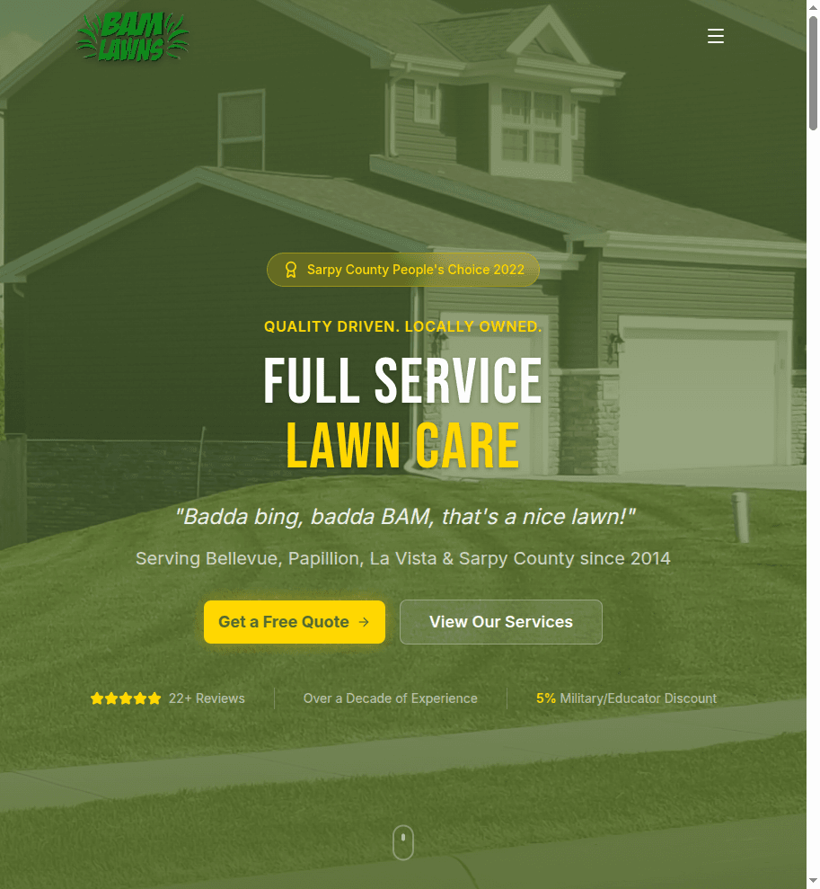 BAM Lawns Homepage